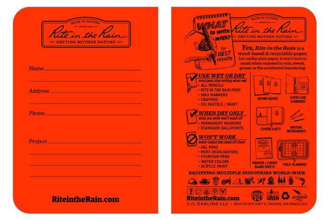 Afbeelding voor Rite in the Rain Stapled Notebooks OR71FX-M, 3 1/4" x 4 5/8", Orange, set van 3 notitieboekjes