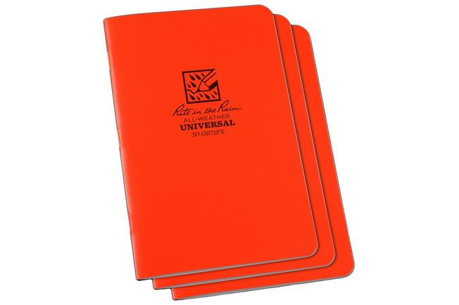 Afbeelding voor Rite in the Rain Universal Stapled Notebooks OR71FX, 4 5/8" x 7", Orange, set van 3 notitieboekjes