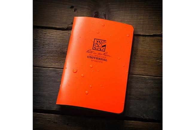 Afbeelding voor Rite in the Rain Universal Stapled Notebooks OR71FX, 4 5/8" x 7", Orange, set van 3 notitieboekjes