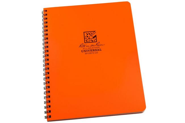 Afbeelding voor Rite in the Rain Side Spiral Notebook OR73-LG 6 5/8" x 8 1/2", Orange, Line Grid, notitieboek