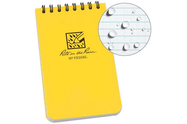 Afbeelding voor Rite in the Rain Top Spiral Bilingual Notebook YE35BL, 3" x 5", Yellow, notitieboekje
