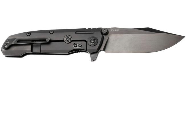 Afbeelding voor Reate District 9 V2, 9DV2-BE-SAT-TI-BL, Black DLC 154CM, Dark Bead Blasted Titanium/Carbon Fiber zakmes