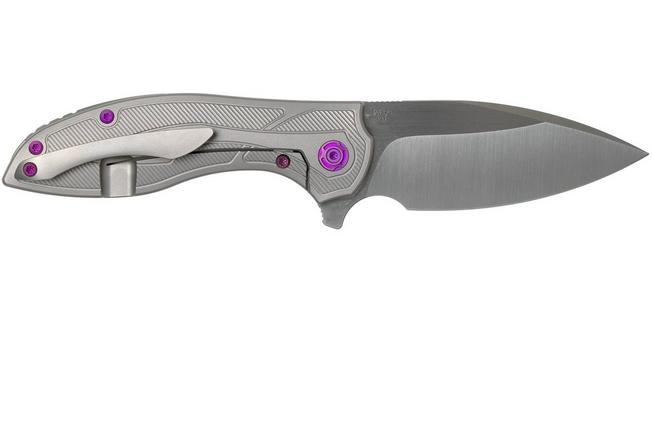 Imagen para Reate Iron Flipper Brown Micarta, Purple Screws navaja