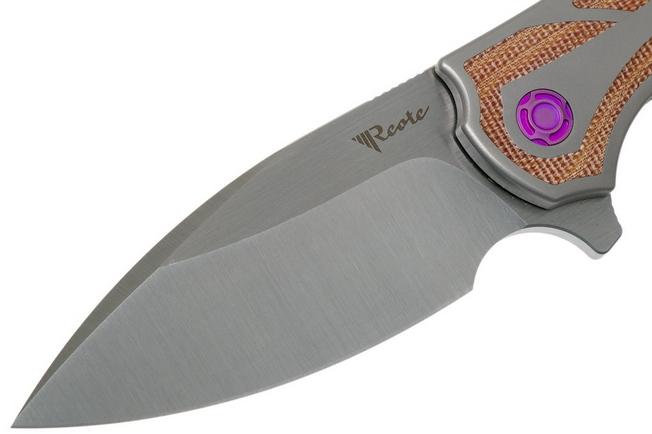 Imagen para Reate Iron Flipper Brown Micarta, Purple Screws navaja