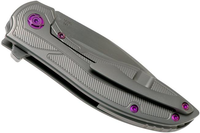 Imagen para Reate Iron Flipper Brown Micarta, Purple Screws navaja