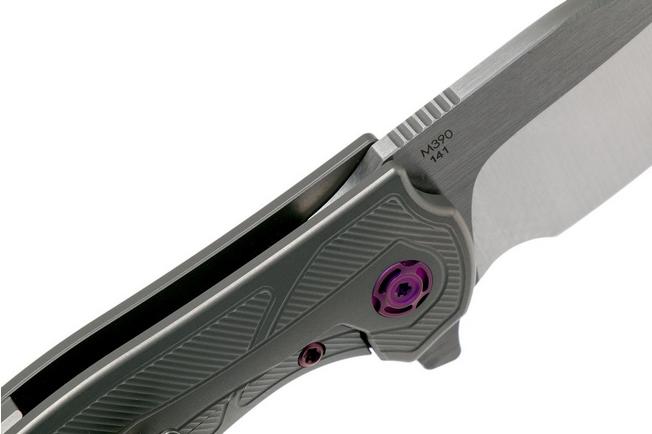 Imagen para Reate Iron Flipper Brown Micarta, Purple Screws navaja