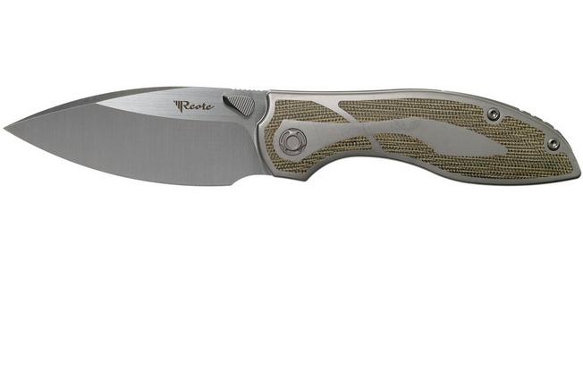 Image for Reate Iron Thumbstuds Green Micarta, Beadblast Screws pocket knife
