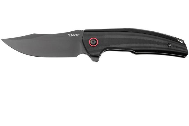 Afbeelding voor Reate Jack Jr. JJR-BL-DLC-AL-RD, Black DLC CPM S30V, Black Aluminum / Carbon Fiber, Red Hardware zakmes