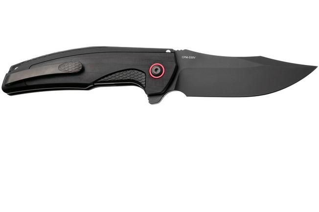 Afbeelding voor Reate Jack Jr. JJR-BL-DLC-AL-RD, Black DLC CPM S30V, Black Aluminum / Carbon Fiber, Red Hardware zakmes