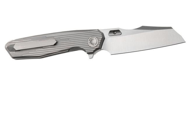 Afbeelding voor Reate Mantis Satin Elmax, Patterned Bead Blasted Titanium, zakmes