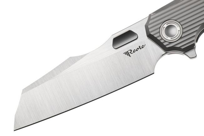 Afbeelding voor Reate Mantis Satin Elmax, Patterned Bead Blasted Titanium, zakmes