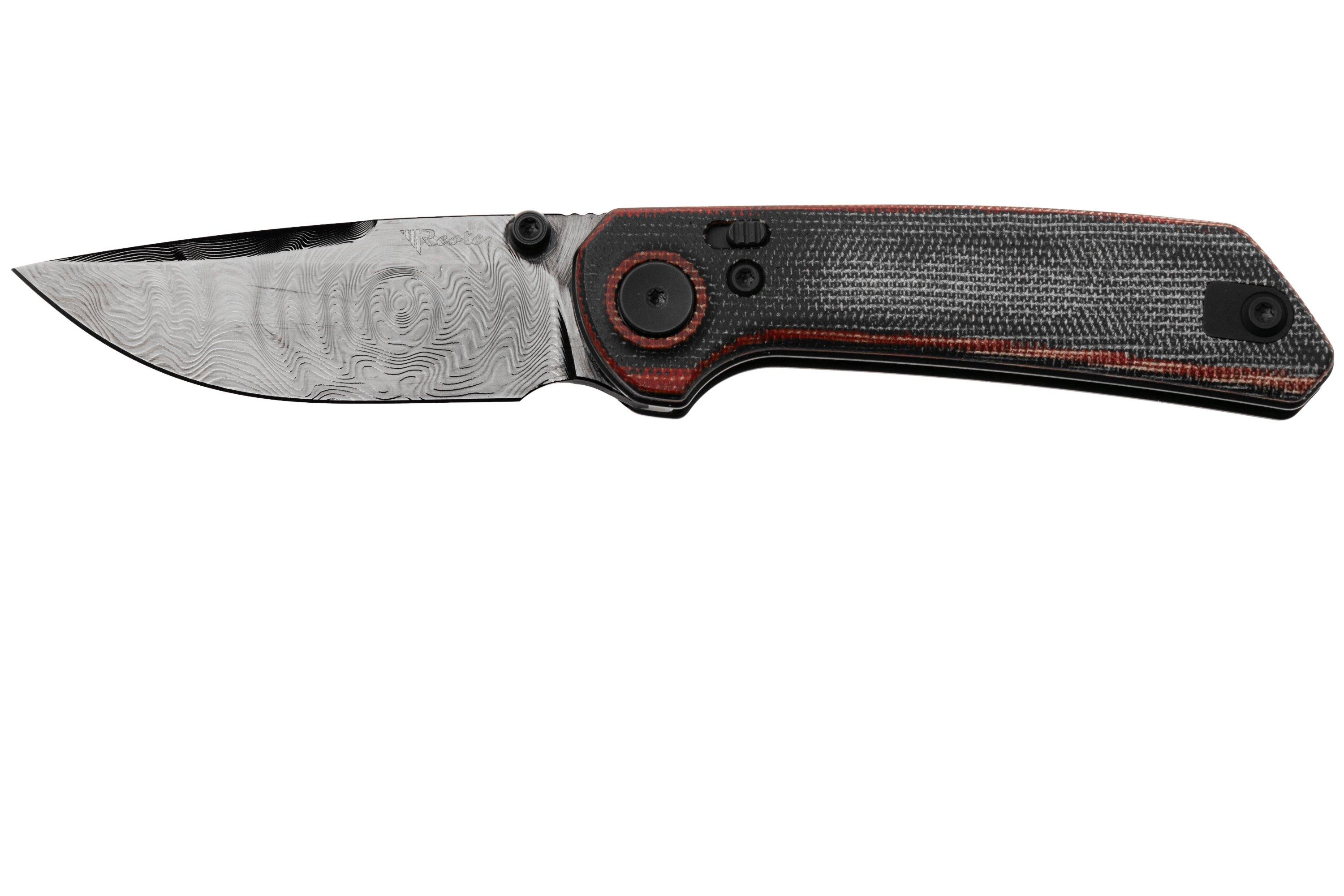 ゴメス16 エスダーツ リミテッド 和炎フライト Reate PL-XT, DLC Damascus, Black/Red Micarta pocket knife, Alvin
