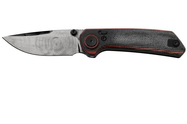 Afbeelding voor Reate PL-XT, DLC Damascus, Black/Red Micarta zakmes, Alvin Lee design