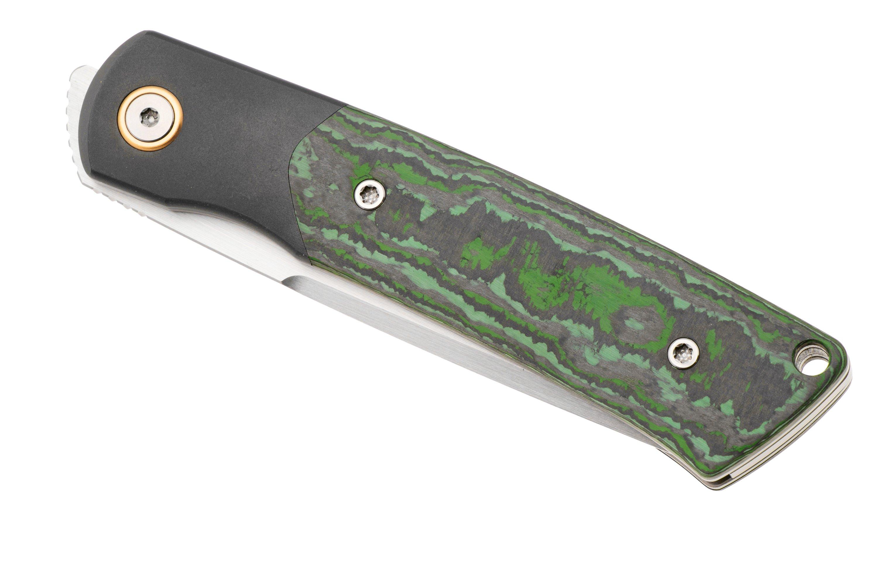 Reate Tribute Satin M390, Titanium FatCarbon Jungle Wear, pocket