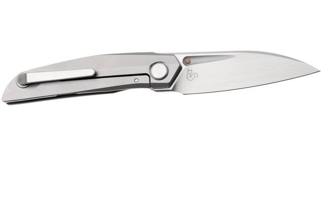 Afbeelding voor Reate VK-ANUB-TI-BB, Darkwashed Elmax, Bead Blasted Titanium zakmes, Vulpex Knives design