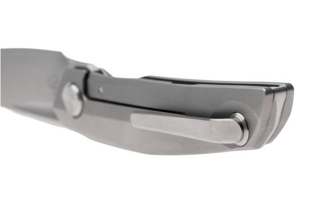 Afbeelding voor Reate VK-ANUB-TI-BB, Darkwashed Elmax, Bead Blasted Titanium zakmes, Vulpex Knives design