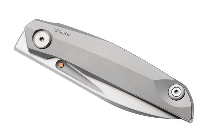 Afbeelding voor Reate VK-ANUB-TI-BB, Darkwashed Elmax, Bead Blasted Titanium zakmes, Vulpex Knives design