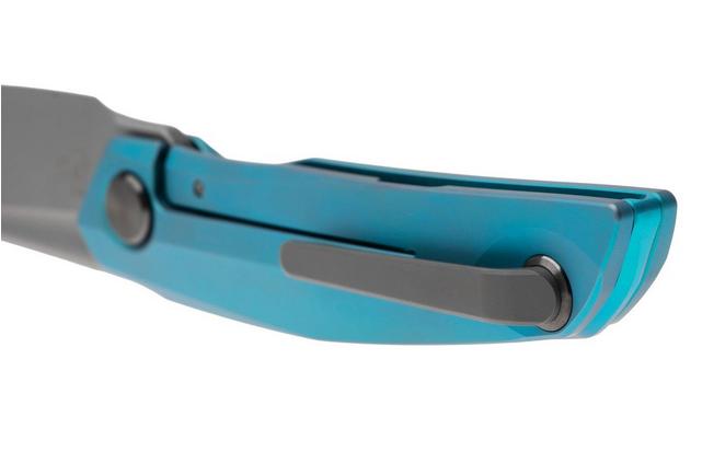 Afbeelding voor Reate VK-ANUB-TI-BC, Darkwashed Elmax, Blue Cyan Titanium zakmes, Vulpex Knives design