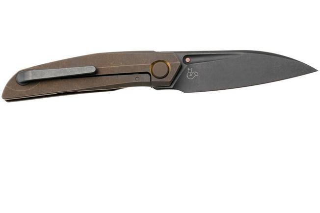 Afbeelding voor Reate VK-ANUB-TI-DB, Black DLC Elmax, Dark Bronze Titanium zakmes, Vulpex Knives design