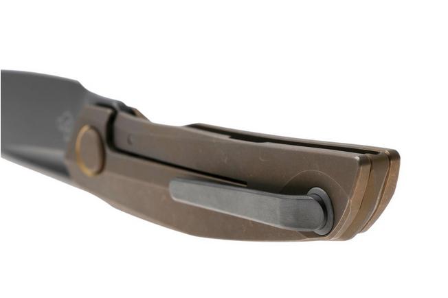 Afbeelding voor Reate VK-ANUB-TI-DB, Black DLC Elmax, Dark Bronze Titanium zakmes, Vulpex Knives design