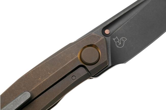 Afbeelding voor Reate VK-ANUB-TI-DB, Black DLC Elmax, Dark Bronze Titanium zakmes, Vulpex Knives design