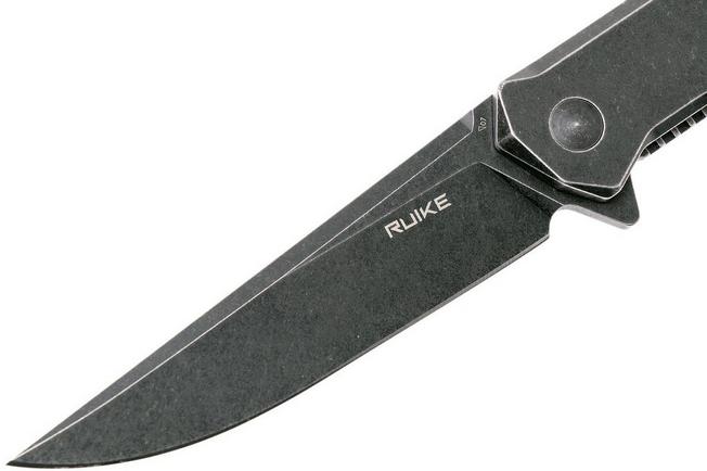 Ruike Knives P108-SB Folding Knife Black Stonewashed 3.5" Plain Edge Blade 