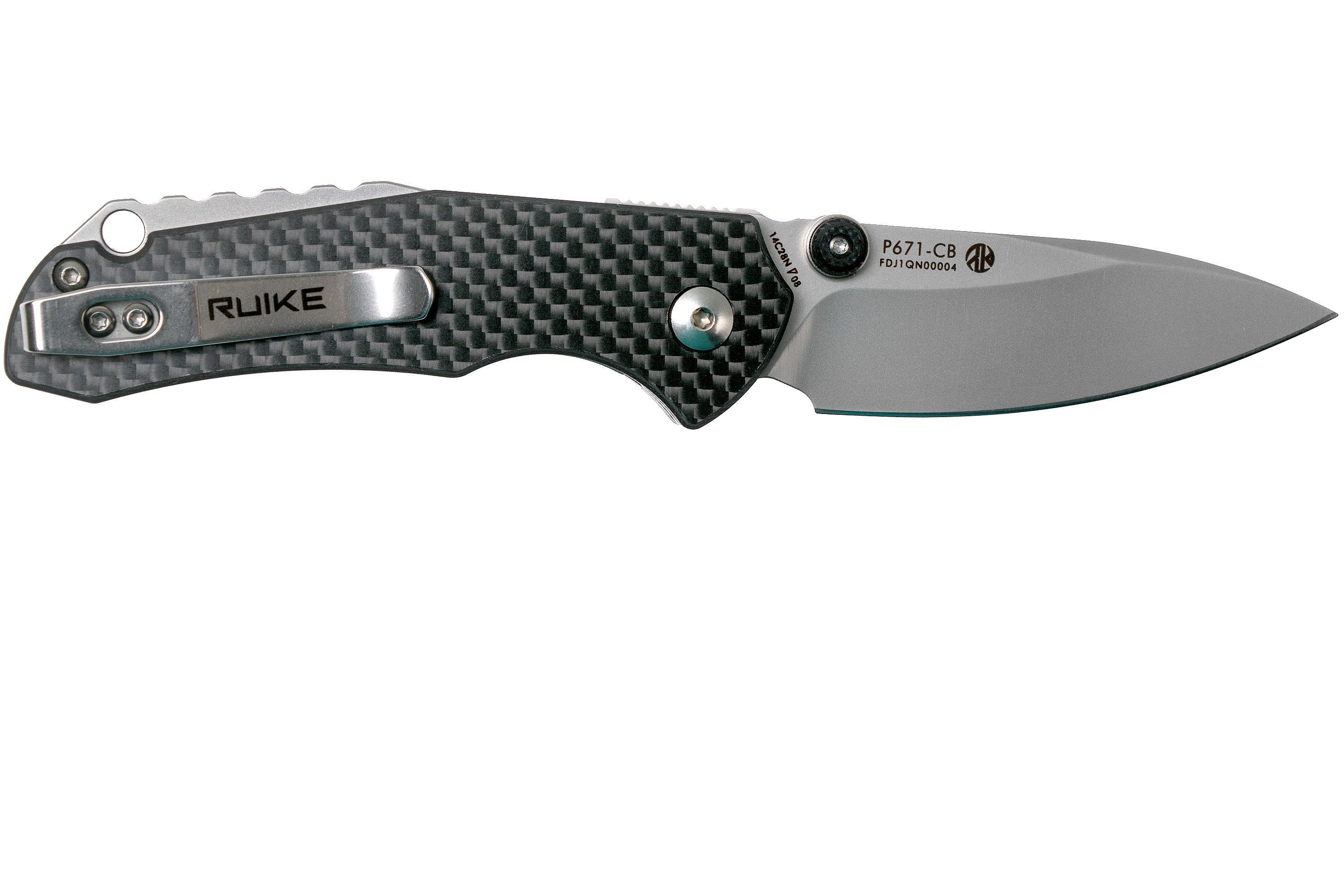 Ruike P671CB Front Flipper, Carbon Fibre pocket knife Advantageously