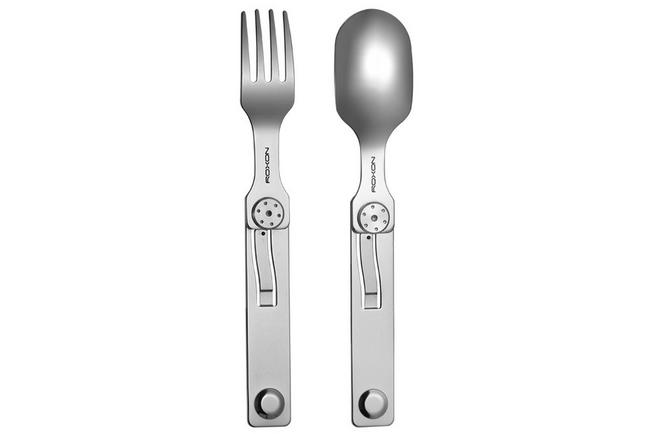 Afbeelding voor Roxon 2-in-1 Folding Camp Cutlery Set Spoon & Fork C2 Stainless Steel, outdoorbestek