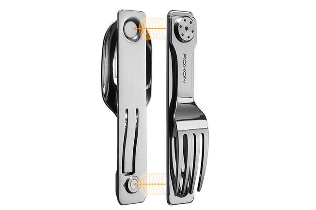 Afbeelding voor Roxon 2-in-1 Folding Camp Cutlery Set Spoon & Fork C2 Stainless Steel, outdoorbestek