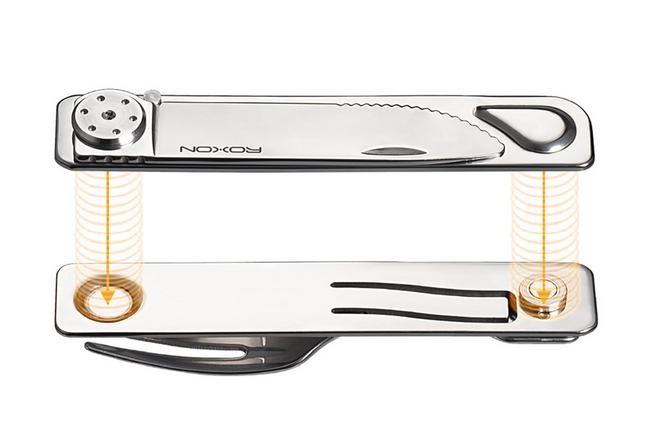 Afbeelding voor Roxon 2-in-1 Folding Cutlery Set Knife & Fork C3 Stainless Steel, outdoorbestek