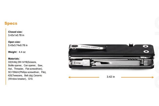 Afbeelding voor Roxon KS2 Elite KS2E-U Black G10, multitool