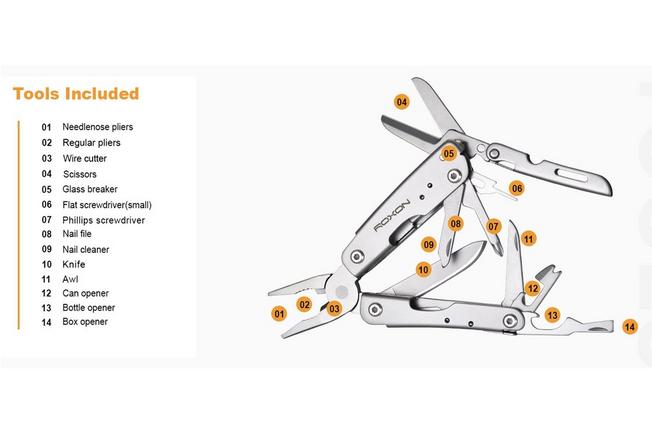 Afbeelding voor Roxon Mini Multi-Tool M2 Stainless Steel, sleutelhanger multitool