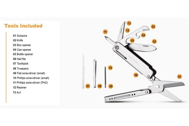 Afbeelding voor Roxon Mini Multi-Scissor M3 Stainless Steel, sleutelhanger multitool