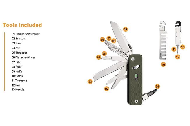 Afbeelding voor Roxon Flex Companion S503G-GR Green G10, modulaire multitool