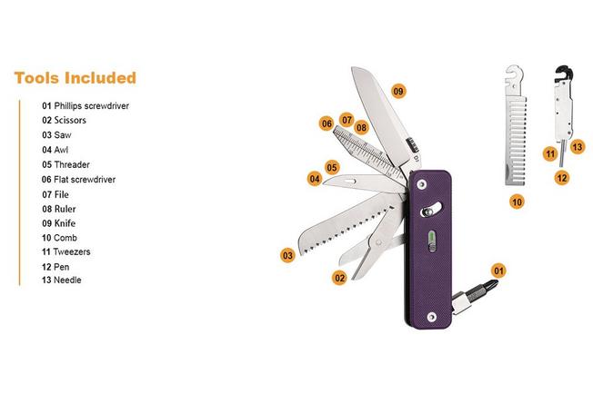 Afbeelding voor Roxon Flex Companion S503G-PU Purple G10, modulaire multitool