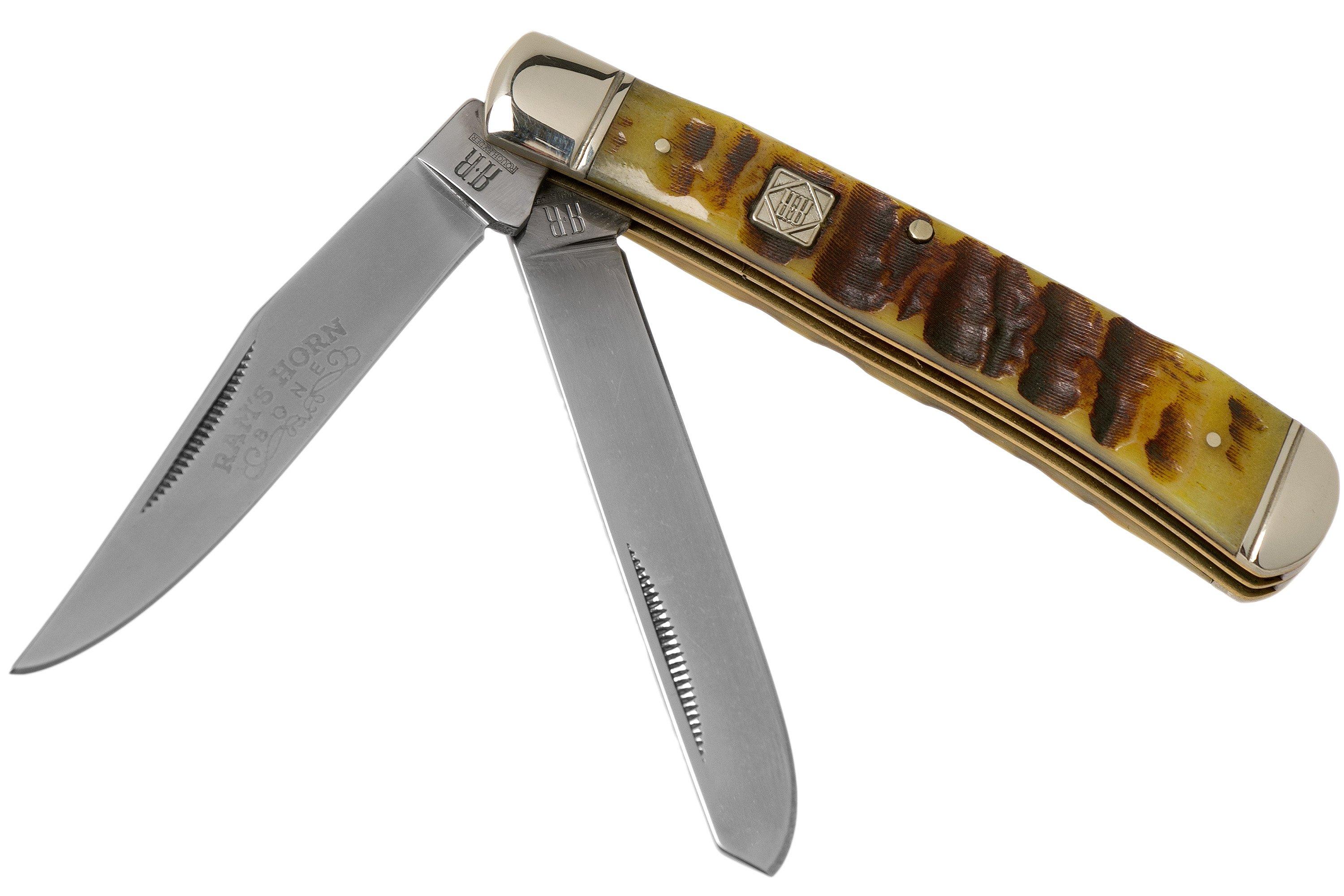 Whiskey Ranch Ram Horn Lock blade Trapper Knife 33-03 main image 0