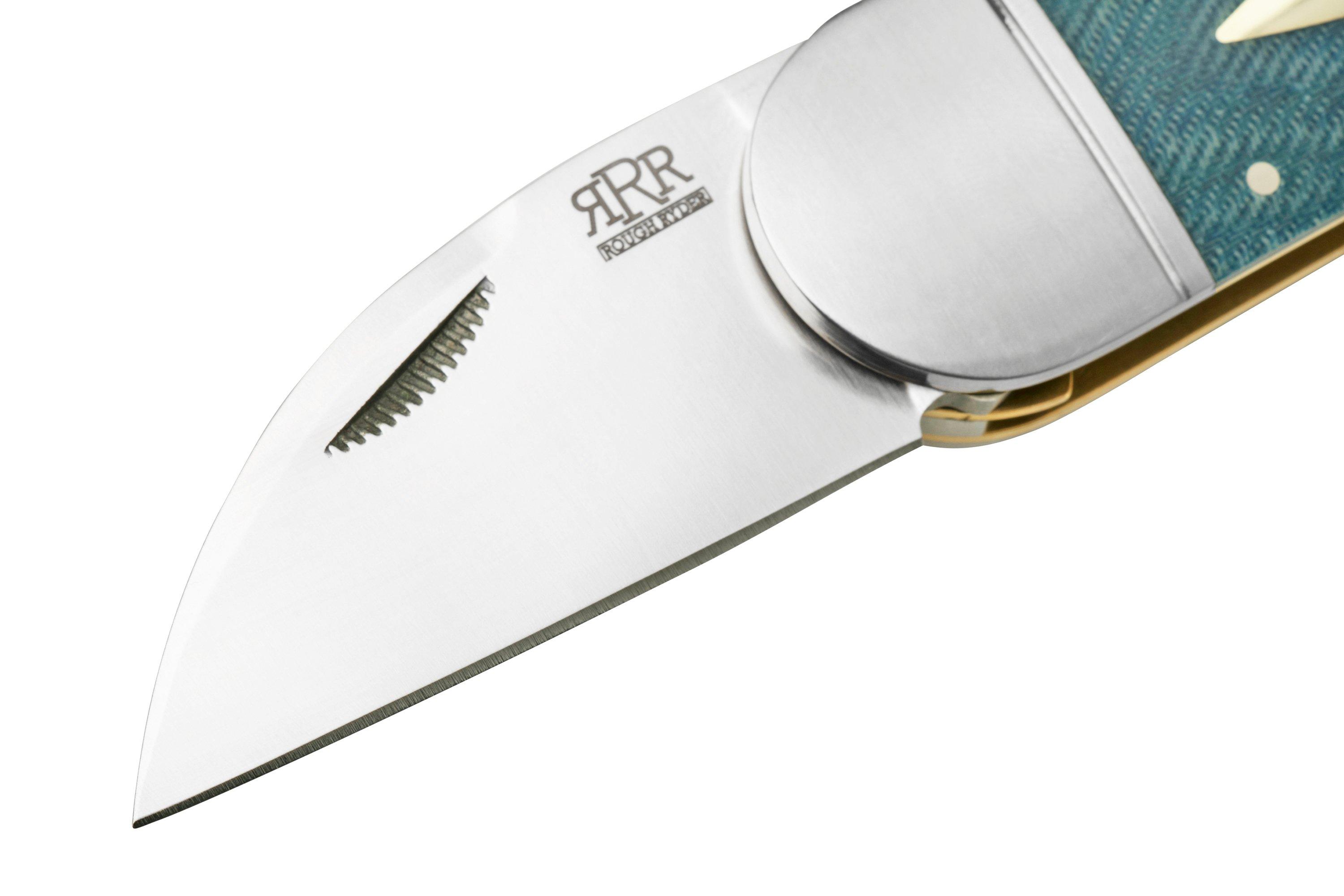 Rough Ryder Pipe Doctor Pocket Knife - Sheepsfoot and Punch Blades Denim  Micarta Handle