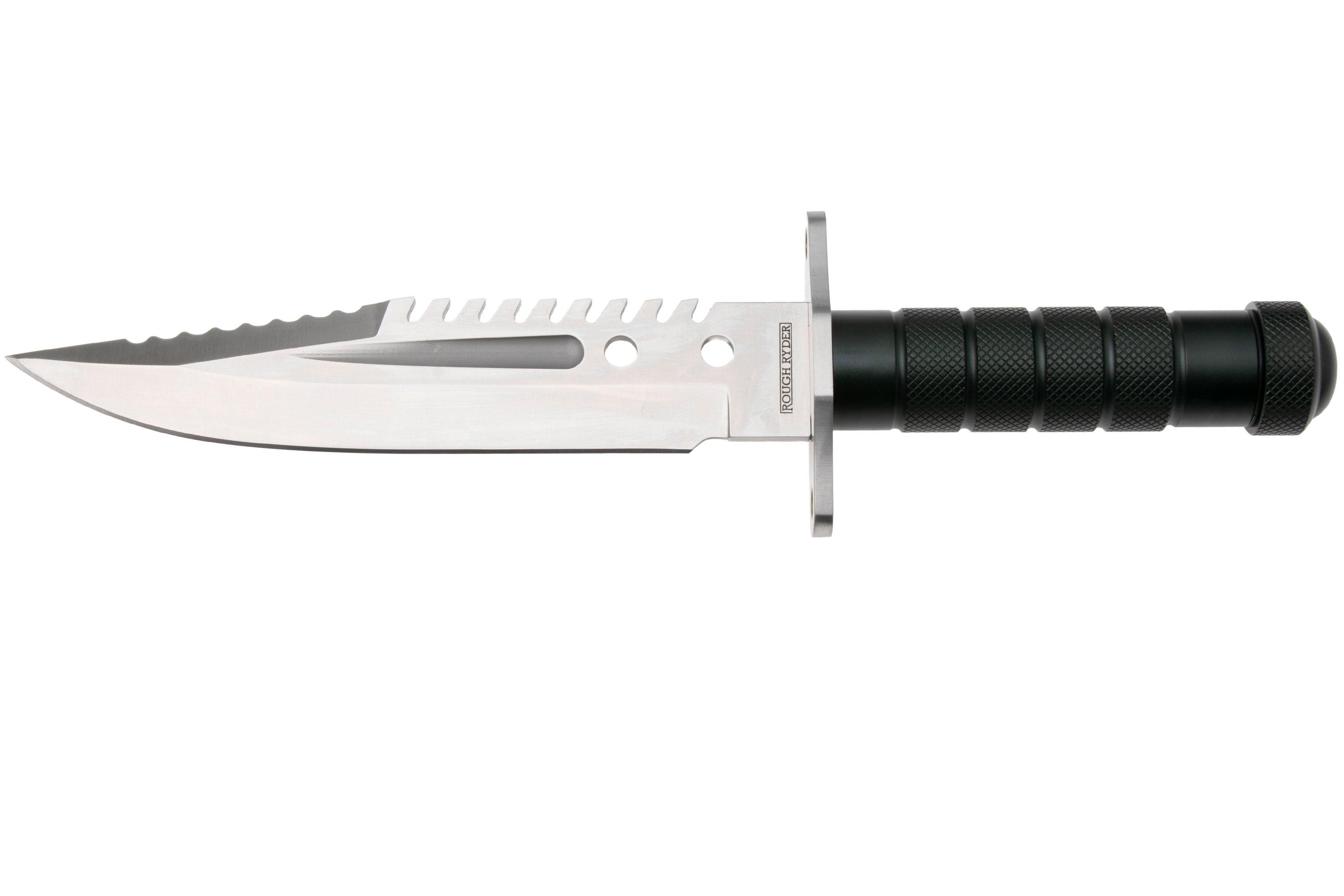 Rough Ryder Survival Knife RR2585, Satin D2, Green Aluminium, survival ...