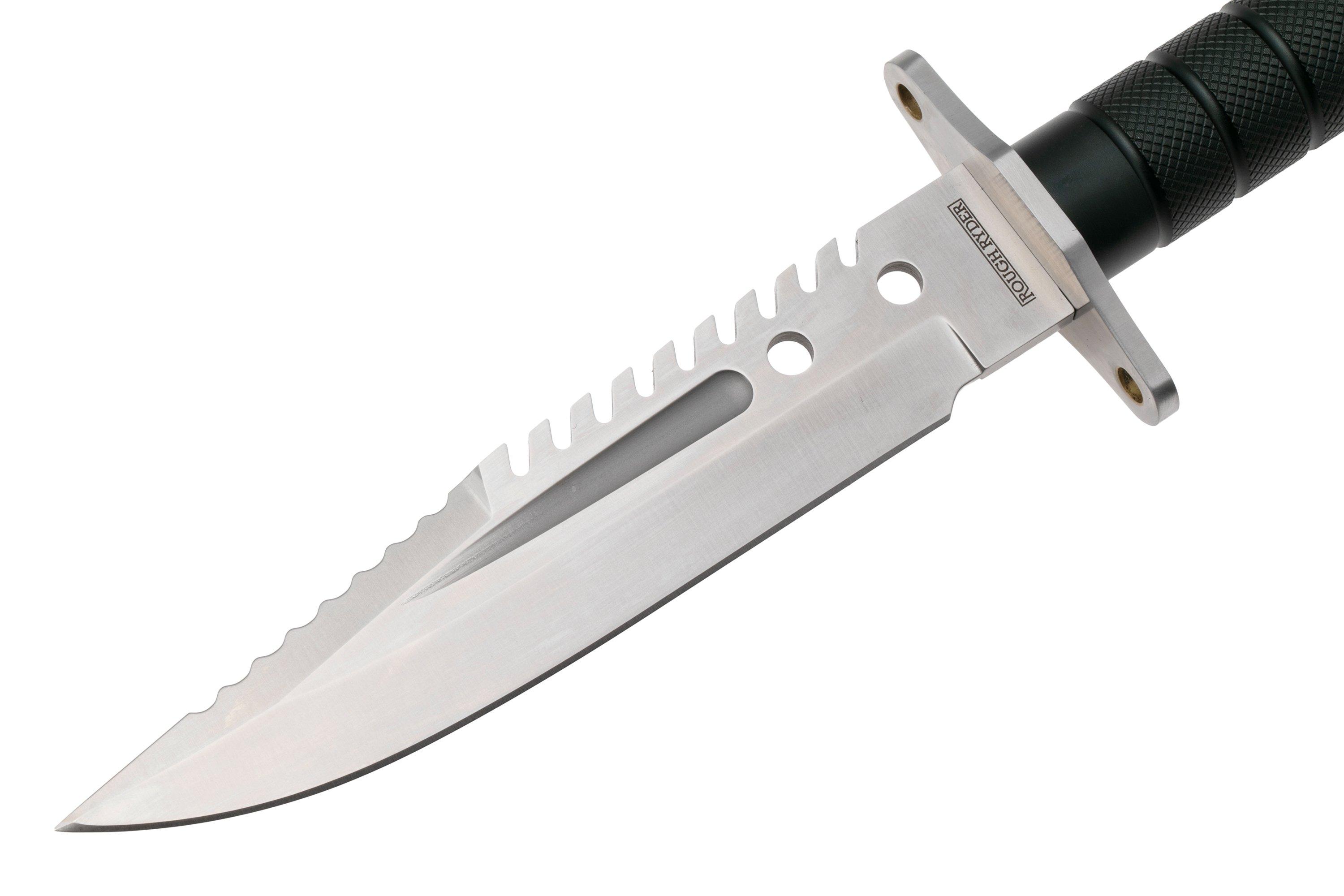 Rough Ryder Survival Knife RR2585, Satin D2, Green Aluminium, survival ...