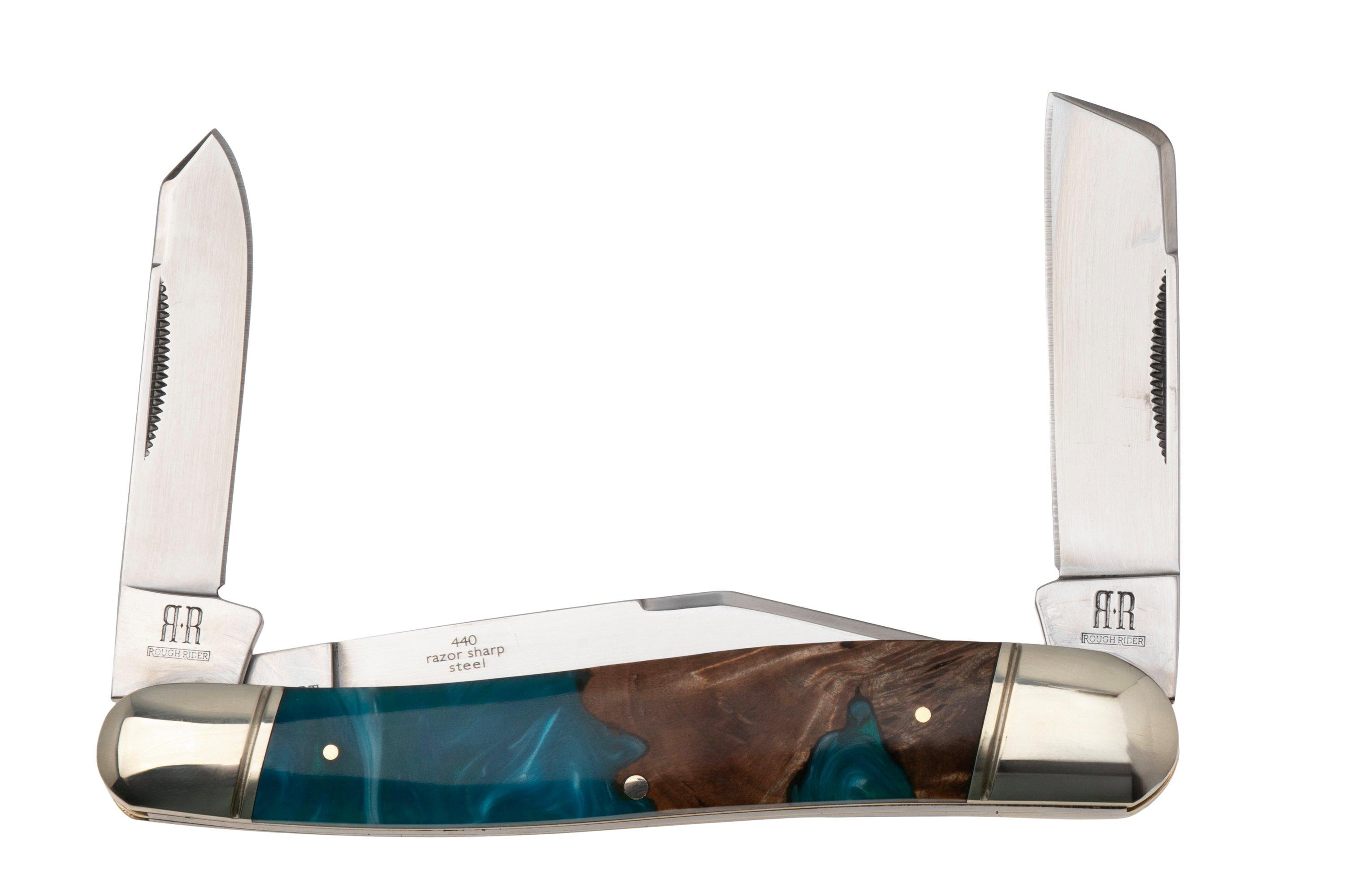 Rough Ryder Texas Stockman RR2653, Satin 440, Pandora Swirl Wood Resin ...