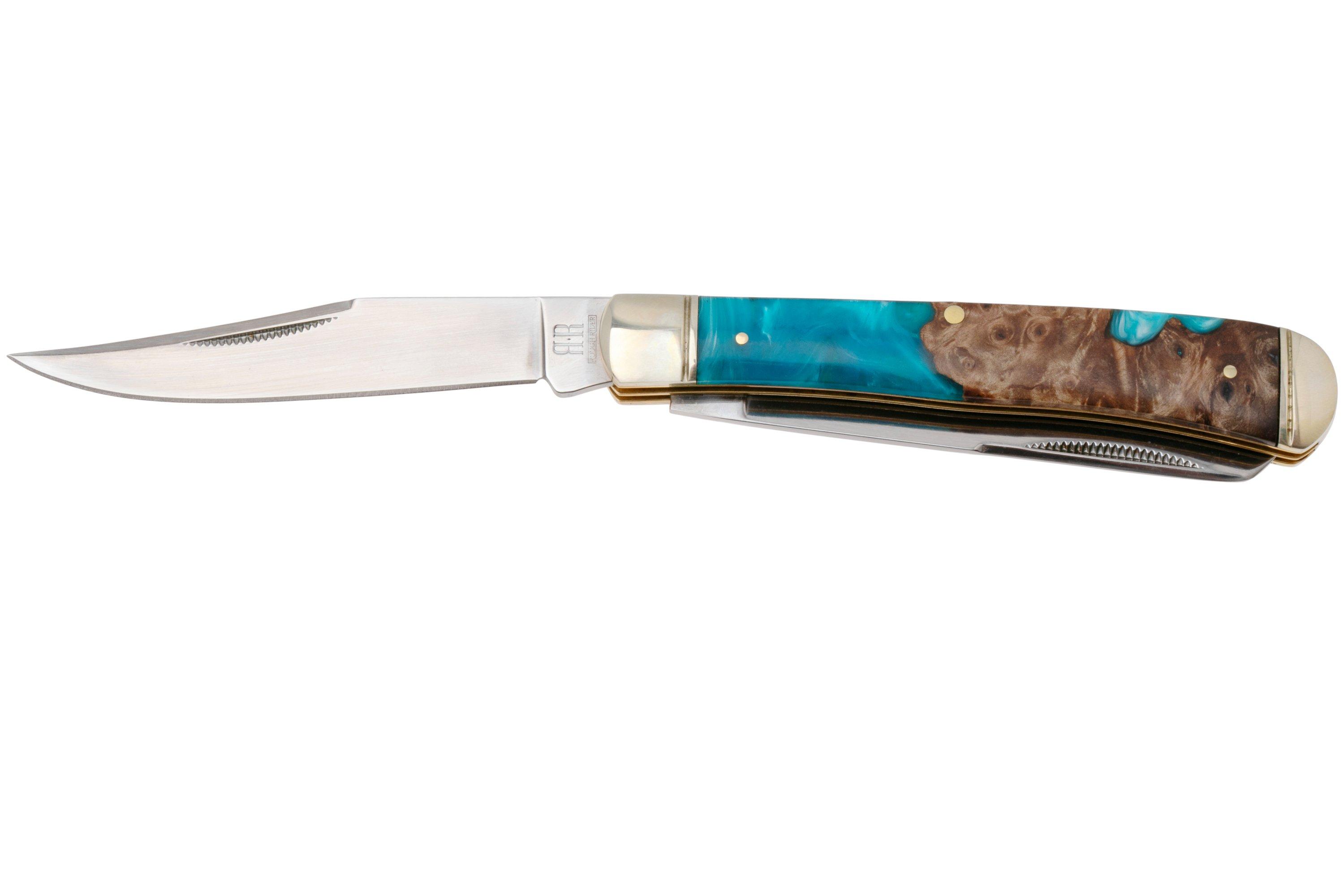 Rough Ryder Trapper RR2656, Satin 440, Pandora Swirl Wood Resin, pocket ...