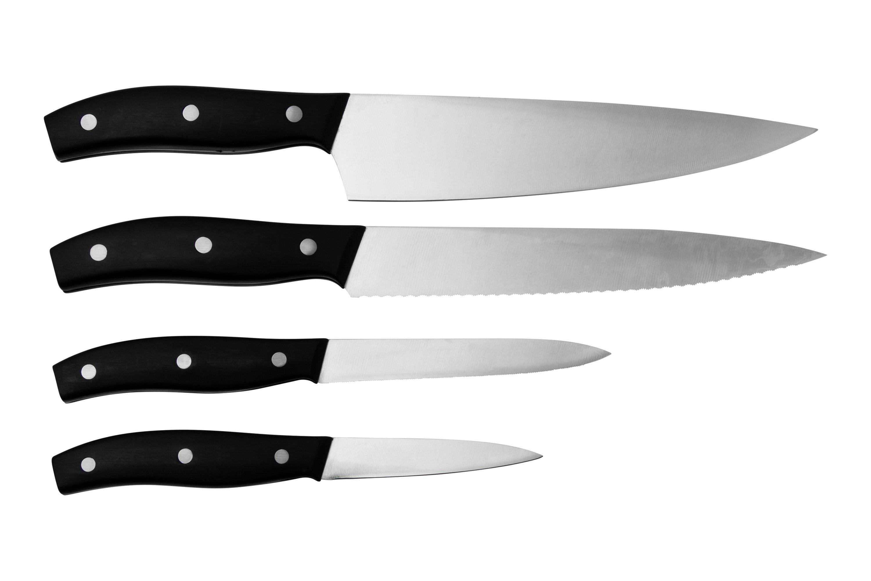 Richardson Sheffield V Sabatier Set 5 Coltelli Da Cucina Professionali Con Blocco In Legno, Nero