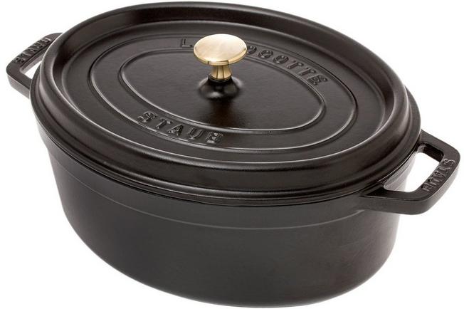 Staub braadpan cocotte 29cm, 4,2L, zwart | bij knivesandtools.be