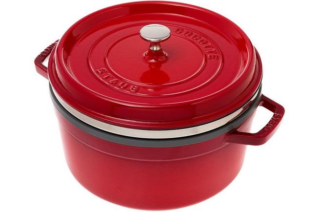 Staub pentola per arrosto - cocotte 26cm, 5,2L, rosso con vassoio per  vapore