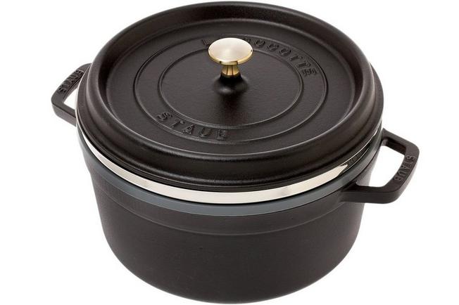 Staub roasting pan - cocotte 26cm, 5,2L, black with steam tray