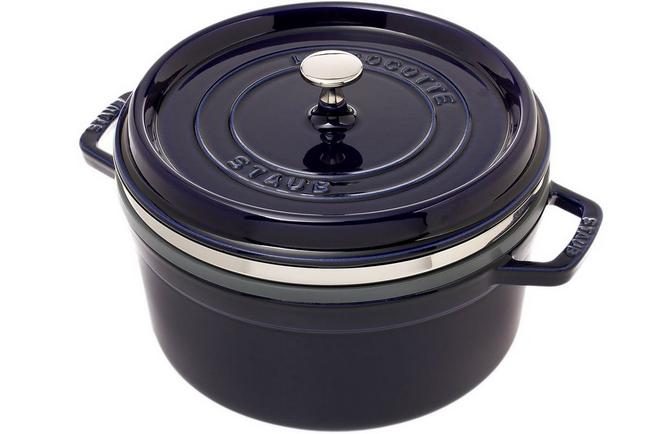 Staub pentola per arrosto - cocotte 26cm, 5,2L, blu con vassoio per vapore