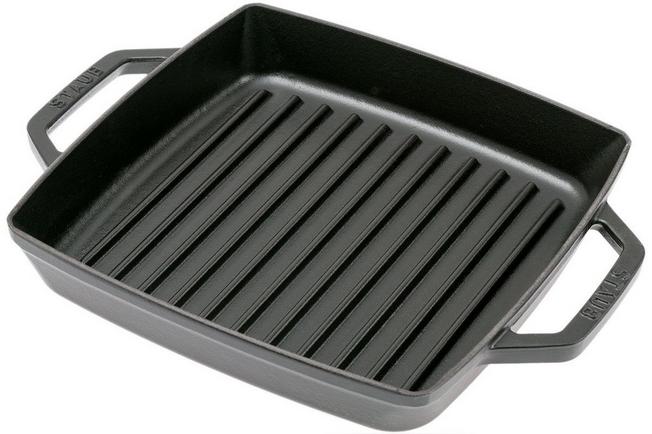 Staub Enameled Cast Iron Square Griddle Fry Pan 26 Black