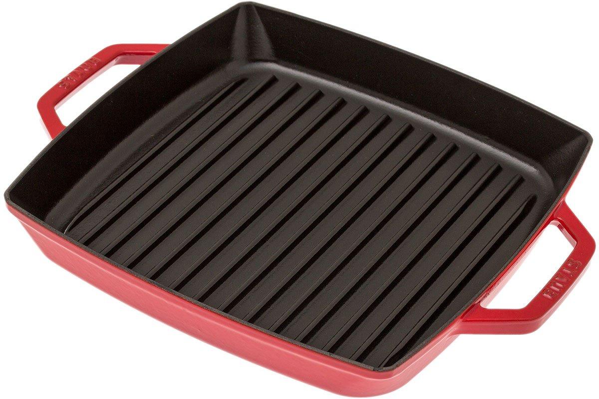 Large Square Cast Iron Grill Pan 28cm Wood Handle