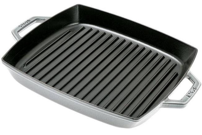 Staub grill pan 33 cm rectangular grey