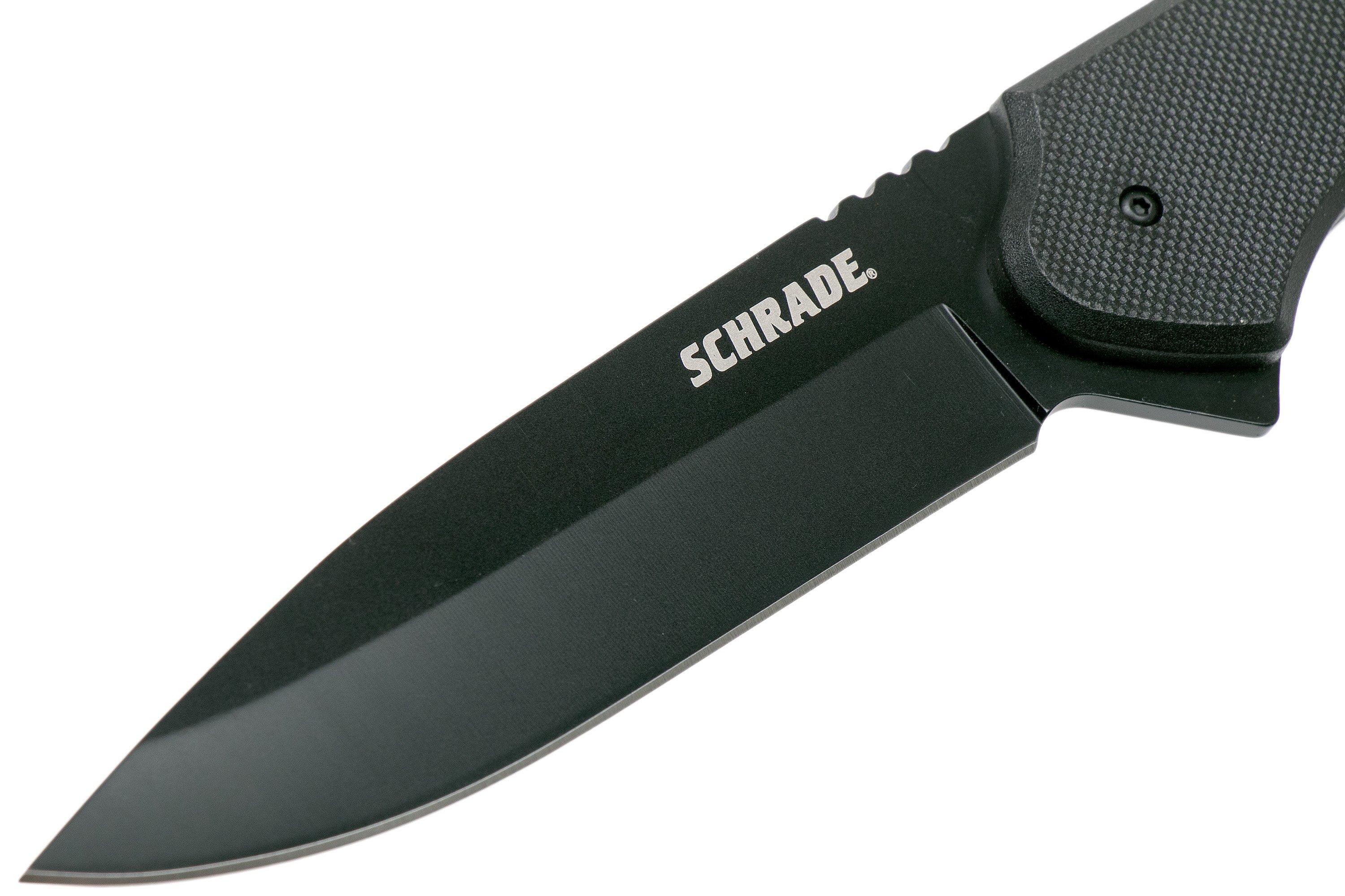 Schrade Fixed Knife 4" Drop Point 1124286 Tan & Black FRN pocket knife